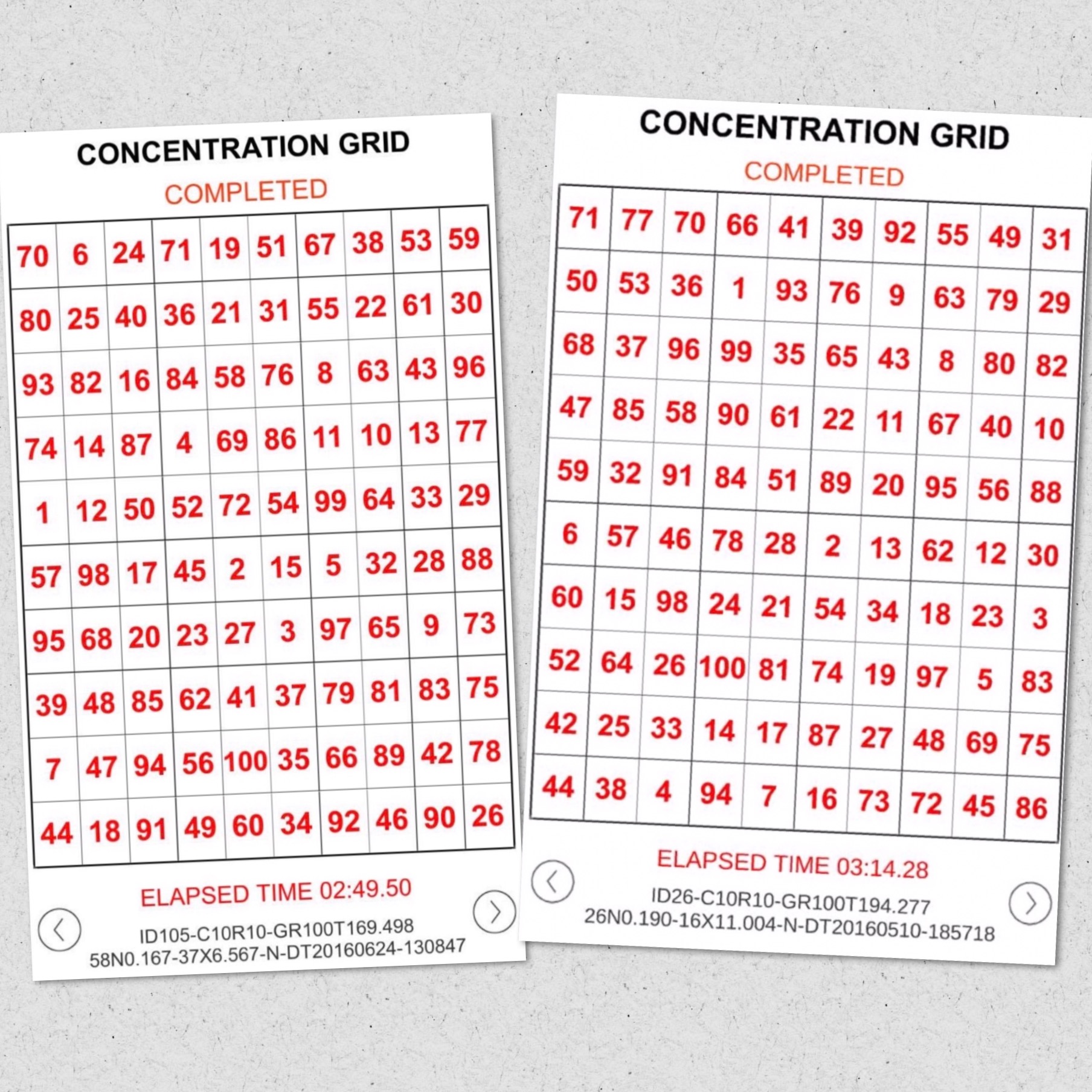 Concentration Grid is a mental skills training exercise/app for students, athletes, coaches, sports performance/psychology professionals, trainers, teachers, parents, etc.  Use concentration grids a/k/a mental focus grids with student-athletes as a tool for assessment, practice and development of focus/attention skills … and for competitive challenge and fun.  Make self-development a daily habit.  #challengeyourself #concentrationgrid -www.concentrationgrid.com - www.mentalfocusgrids.com - www.tryconcentrationgrid.com