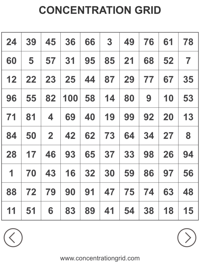 FREE SAMPLE 10×10 CONCENTRATION GRIDS (PRINTABLE/PDF FILE) – FOR ...