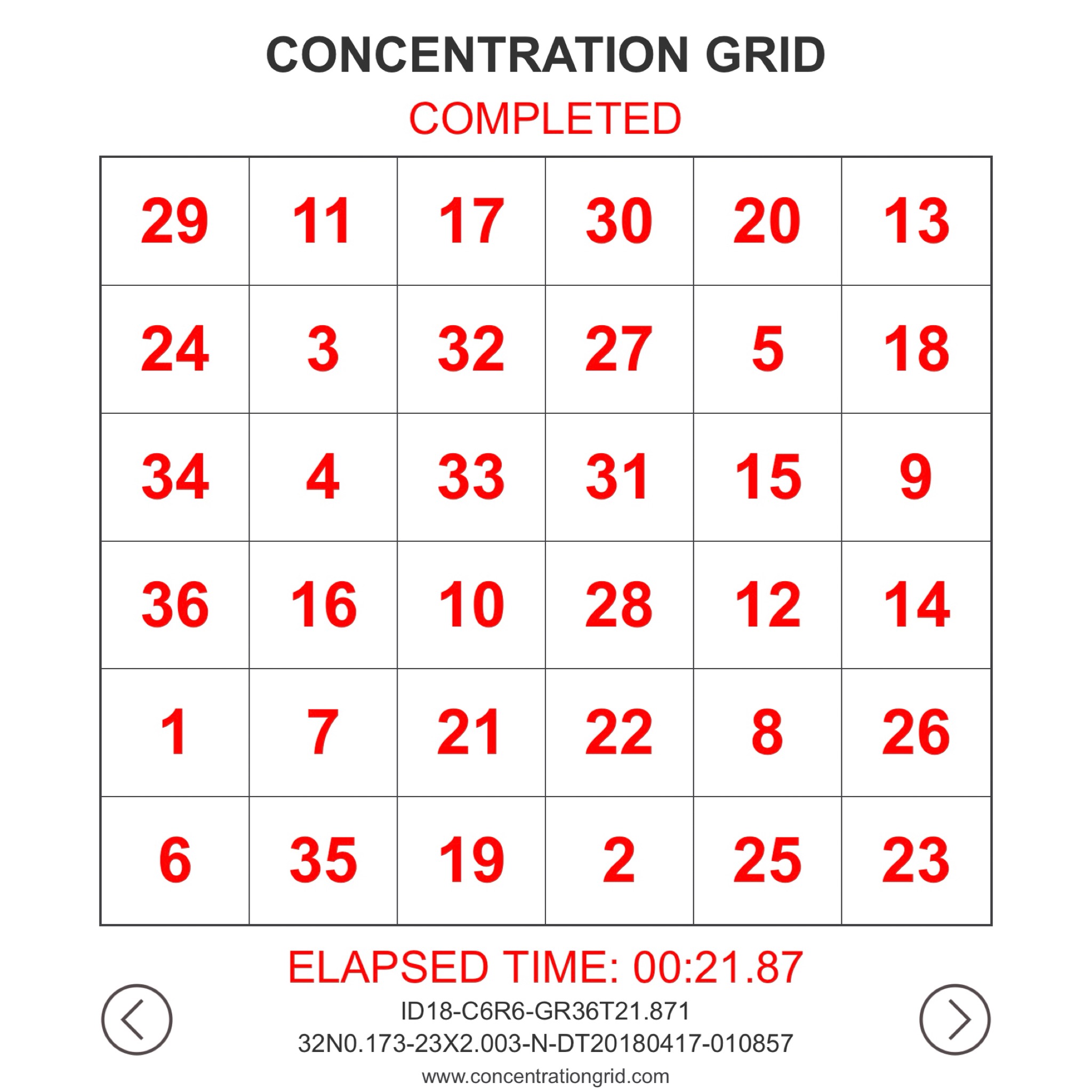 CONCENTRATION GRID Mental Focus Grids Www concentrationgrid